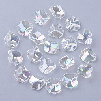 Transparent Acrylic Pendants, AB Color Plated, Petal, Clear AB, 16x15x5mm, Hole: 1.4mm