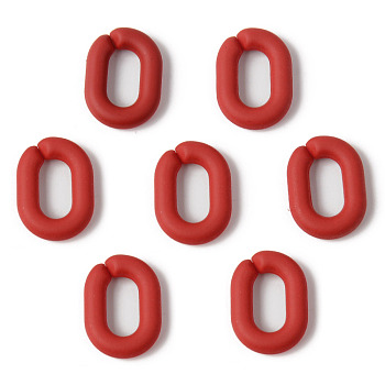 Rubberized Style Acrylic Linking Rings, Quick Link Connectors, For Cable Chains Making, Oval, Red, 19x14x3.5mm, Inner Diameter: 11x6mm