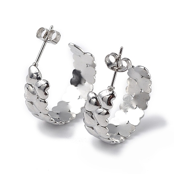 304 Stainless Steel Heart Wrap Stud Earrings, Half Hoop Earrings for Women, Stainless Steel Color, 21.5x7.5x21mm, Pin: 0.7mm