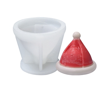 3D Christmas Hat DIY Candle Silicone Molds, For Scented Candle Making, White, 8.8x7.5cm, Inner Diameter: 8x7cm