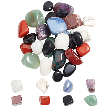 240G 8 Styles Natural Mixed Gemstone Beads, No Hole, Nuggets, Tumbled Stone, Chakra Healing Stones for 7 Chakras Balancing, Crystal Therapy, Meditation, Reiki, Vase Filler Gems, 9~45x8~25x4~20mm, 30g/style