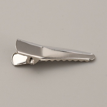 Iron Alligator Hair Clip Findings, Platinum, 30x9x9mm