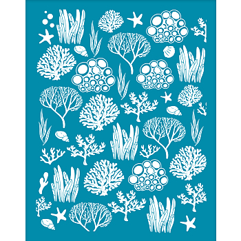 Silk Screen Printing Stencil, for Painting on Wood, DIY Decoration T-Shirt Fabric, Ocean Themed Pattern, 100x127mm
