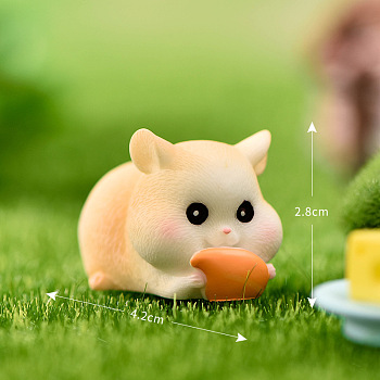 Cute Resin Hamster Figurines, for Dollhouse, Home Display Decoration, Rat Eating Potatoes, Lemon Chiffon, 28x42mm