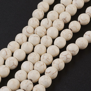 Synthetic Magnesite Beads Strands, Round, 8mm, Hole: 1mm, about 50pcs/strand