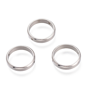 Non-Tarnish 201 Stainless Steel Bead Frames, Ring, Stainless Steel Color, 14x3mm, Hole: 1mm