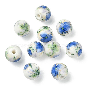 Royal Blue Round Porcelain Beads