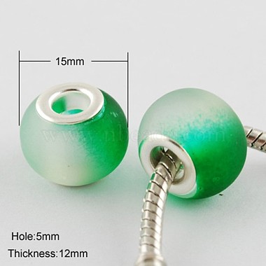 15mm Green Rondelle Glass + Brass Core Beads