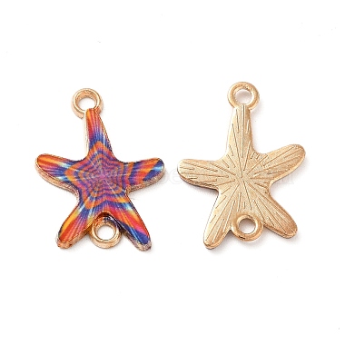 Light Gold Dark Orange Starfish Alloy+Enamel Links