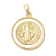 Rack Plating Brass Pave Shell Saint Benedict Medal Pendants(KK-L220-026G)-1