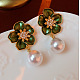 Alloy & Rhinestone & Plastic Pearl Stud Dangle Earrings(WG5CFF5-02)-1