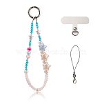 Plastic Mobile Straps, with PVC Plastic Cell Phone Lanyard Tether and Zinc Alloy Spring Gate Rings, Colorful, 210mm, bead: 4.5~7.5mm(HJEW-SZ0001-47F)