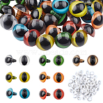 Plastic Doll Eyes, Craft Safety Eyes, for Crafts, with Washers, Crochet Toy and Stuffed Animals, Mixed Color, 18mm, 10sets/color, 7 colors, 70sets/bag(DIY-PH0028-09)