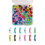 120Pcs 12 Colors Eyeglass Holders, Glasses Rubber Loop Ends, with Iron Findings, Mixed Color, 21x4.5mm, 10pcs/color(KY-CJ0001-32)