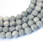 Frosted Natural Polychrome Jasper/Picasso Stone/Picasso Jasper Beads Strands, Round, 8~8.5mm, Hole: 1mm, about 44~46pcs/strand, 14.5~15 inch(G-E334-8mm-24)