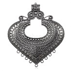 Heart Tibetan Style Alloy Chandelier Components Links, Antique Silver, 84x74x4mm, Hole: 2mm(PALLOY-F083-01AS)