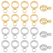 40Pcs 2 Color 304 Stainless Steel Tube Bails, Loop Bails, Ring, Real 24K Gold Plated & Stainless Steel Color, 8.5x6x2.5mm, Hole: 2mm, Inner Diameter: 4mm, 20Pcs/color(STAS-FH0002-12)