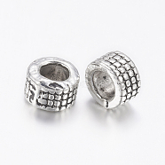Tibetan Style Alloy Spacer Beads, Column, Antique Silver, Lead Free & Cadmium Free, about 5mm in diameter, 3mm thick, hole: 3mm(LF0398Y)