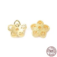 925 Sterling Silver Bead Caps, 5-Petal, Flower, Real 18K Gold Plated, 8x7.5x2.5mm, Hole: 1mm, about 35pcs/10g(STER-F055-13G)