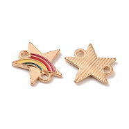 Colorful Rainbow Alloy Enamel Connector Charms, Light Gold, Star, 12x12.5x1mm, Hole: 1.4mm(FIND-TAC0014-77C)