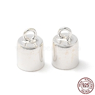 925 Sterling Silver Cord Ends, End Caps, Column, Silver, 9x6mm, Hole: 1.6mm, Inner Diameter: 5mm(STER-P055-02E-S)