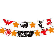 Halloween Theme Paper Flags, Word Happy Halloween & Spider & Star Hanging Banners, for Party Home Decorations, Colorful, 83~152x120~237x0.2mm(AJEW-P105-03)