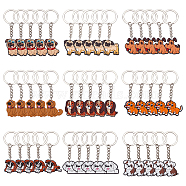 45Pcs 9 Style Cute Cartoon PVC Plastic Dog Pendant Keychain, with Iron Findings, Mixed Color, 74~84mm, 5pcs/style(KEYC-CP0001-11)