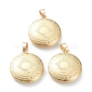 Brass Locket Pendants, Photo Frame Pendants for Necklaces, Long-Lasting Plated, Flat Round, Real 18K Gold Plated, 23x20x5.5mm, Hole: 5.5x4mm, 14mm Inner Diameter(X-KK-P199-06G)