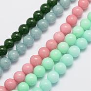 Natural & Dyed Malaysia Jade Bead Strands, Round, Mixed Color, 6mm, Hole: 0.8mm, about 64pcs/strand, 15 inch(G-A146-6mm-B)