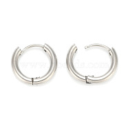 202 Stainless Steel Huggie Hoop Earrings, Hypoallergenic Earrings, with 316 Stainless Steel Pin, Thick Hoop Earrings, Ring, Stainless Steel Color, 10 Gauge, 14.5x14x2.5mm, Pin: 1mm(A-EJEW-O087-06F-P)