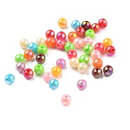 Opaque Acrylic Beads, for Name Bracelets & Jewelry Making, AB Color, Round, Mixed Color, Size: about 6mm in diameter, hole: 1mm(X-PL424)