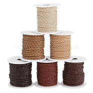 Elite 6 Rolls 6 Colors Imitation Leather Braided Cord, Leather Jewelry Cord, Jewelry DIY Making Material, Mixed Color, 3mm, about 10.94 Yards(10m)/roll, 1 roll/color(WL-PH0004-24)