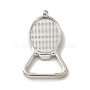 Alloy Pendant Cabochons Settings, Bottle Opener, Oval, Platinum, Tray: 34.5x24.5mm, 66x37x4mm, Hole: 3.5mm(FIND-I018-02P)