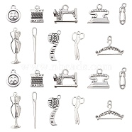 50Pcs 10 Style Tibetan Style Zinc Alloy Pendants, Tools, Antique Silver, 15~38x6~24x1.5~5mm, Hole: 1.5~2.5mm, 5pcs/style(FIND-CJ0001-18)