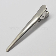 Iron Alligator Hair Clip Findings, Rectangle, Platinum, 60x8mm(X-IFIN-S287-6cm)