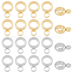 40Pcs 2 Color 304 Stainless Steel Tube Bails, Loop Bails, Ring, Real 24K Gold Plated & Stainless Steel Color, 8.5x6x2.5mm, Hole: 2mm, Inner Diameter: 4mm, 20Pcs/color(STAS-FH0002-12)