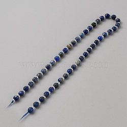 Natural Lapis Lazuli Beads Strands, Faceted Bicone Barrel Drum, with Seed Beads, 6mm, Hole: 1.2mm, about 45pcs/strand, 14.57 inch(37cm)(G-WH0021-59D)