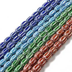 Handmade Lampwork Beads Strands, Column, Random Color, 11.5~12.5x7~9mm, Hole: 1.5mm, about 46pcs/strand, 24.41''(62cm)(LAMP-H060-02)