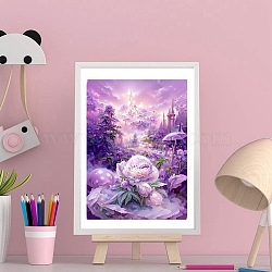 DIY Tree/Flower Pattern 5D Diamond Painting Kits, Orchid, 400x300mm(PW-WG47777-12)