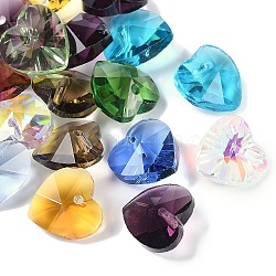 Romantic Valentines Ideas Glass Charms, Faceted Heart Charms, Mixed Color, 10x10x5mm, Hole: 1mm(X-G030V10mm-M)