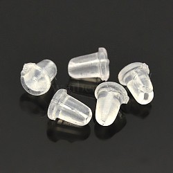 Clear Plastic Ear Nuts, Earring Backs, 4x6mm, Hole: 0.5mm, about 9000pcs/bag(KY-F002-02A)