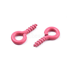 Spray Painted Iron Screw Eye Pin Peg Bails, For Half Drilled Beads, Cadmium Free & Nickel Free & Lead Free, Flamingo, 10x5x1mm, Hole: 2.5mm, Pin: 1.5mm(IFIN-N010-002B-11)