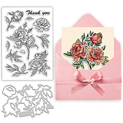1 Sheet PVC Plastic Stamps, with 1Pc Carbon Steel Cutting Dies Stencils, for DIY Scrapbooking, Photo Album Decorative, Cards Making, Stamp Sheets, Floral Pattern, Stamp: 16x11x0.3cm, Cutting Dies Stencils: 15.4x9.8x0.08cm(DIY-BC0005-82)