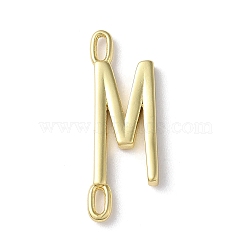 Rack Plating Brass Connector Charms, for Personalized Name Necklace Making, Cadmium Free & Lead Free, Long-Lasting Plated, Real 18K Gold Plated, Letter M, 22.5x8x1.5mm, Hole: 3x0.8mm(KK-P245-07G-M)