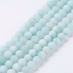 Natural Amazonite Beads Strands, Grade A, Frosted, Round, 6mm, Hole: 1mm, about 60pcs/strand, 15.1 inch(G-J376-19F-6mm)