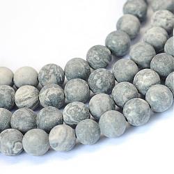 Frosted Natural Picasso Stone/Picasso Jasper Beads Strands, Round, 8~8.5mm, Hole: 1mm, about 47pcs/strand, 15.5 inch(G-E334-8mm-24)