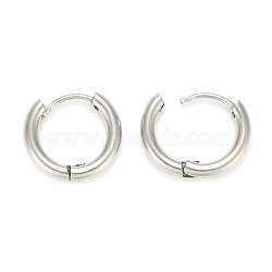 Tarnish Resistant 202 Stainless Steel Huggie Hoop Earrings, Hypoallergenic Earrings, with 316 Stainless Steel Pin, Thick Hoop Earrings, Ring, Stainless Steel Color, 10 Gauge, 14.5x14x2.5mm, Pin: 1mm(A-EJEW-O087-06F-P)