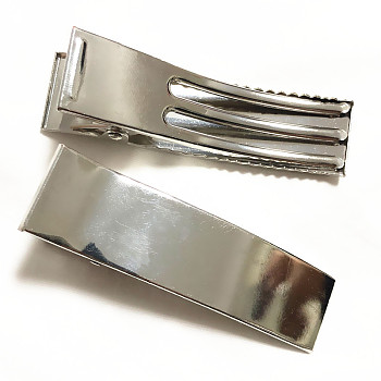Iron Hair Duckbill Clips, Platinum, 86x24mm