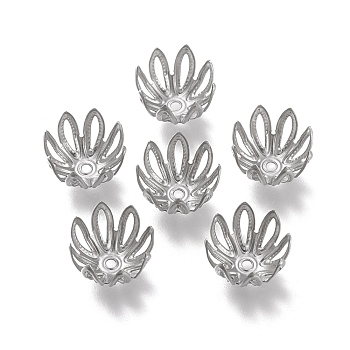 304 Stainless Steel Fancy Bead Caps, Multi-Petal, Flower, Stainless Steel Color, 11x11x7mm, Hole: 1.2mm