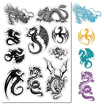 Custom PVC Plastic Clear Stamps, for DIY Scrapbooking, Photo Album Decorative, Cards Making, Stamp Sheets, Film Frame, Dragon, 160x110x3mm
